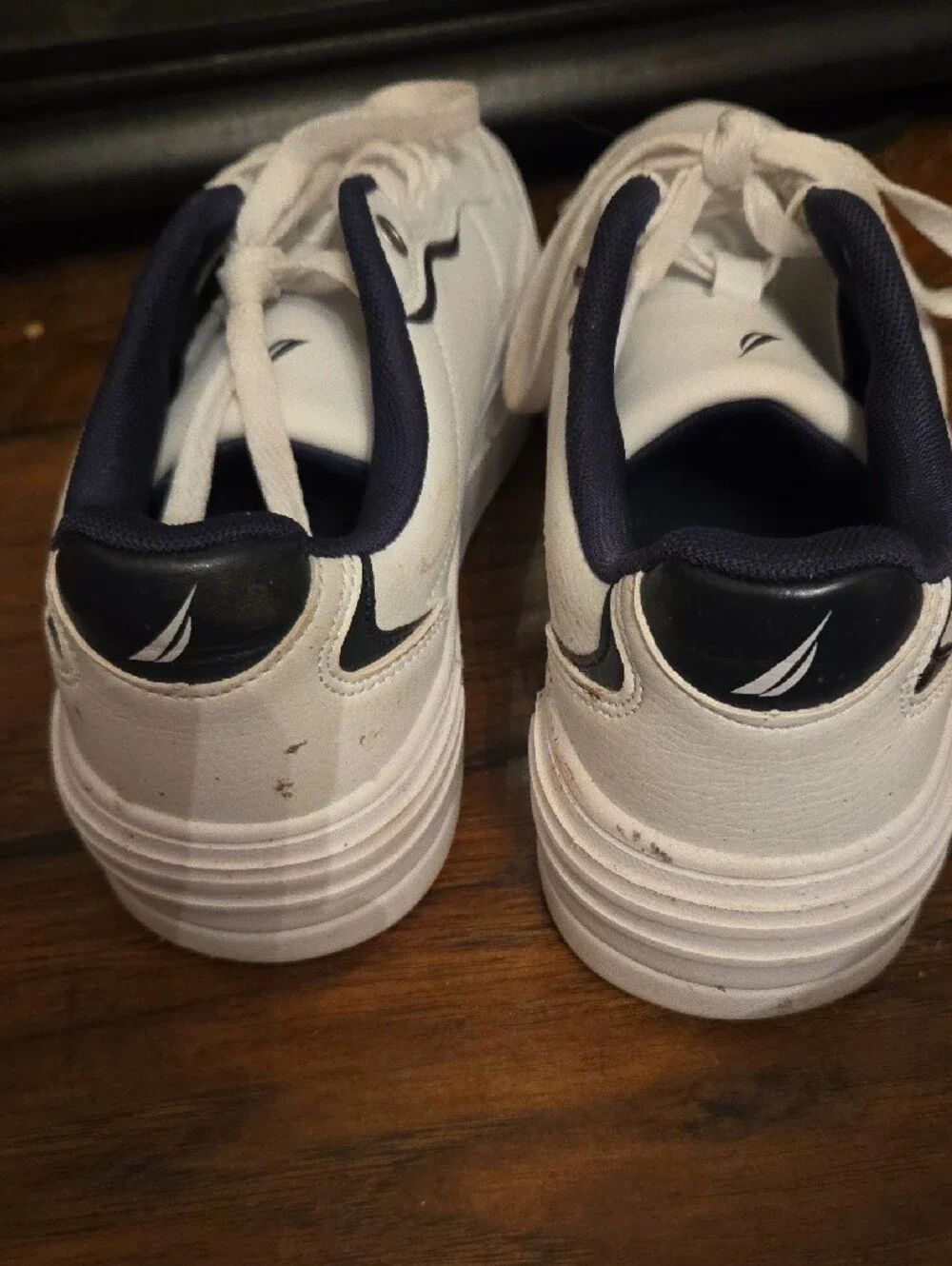 Nautica White and Navy Low-Top Sneakers